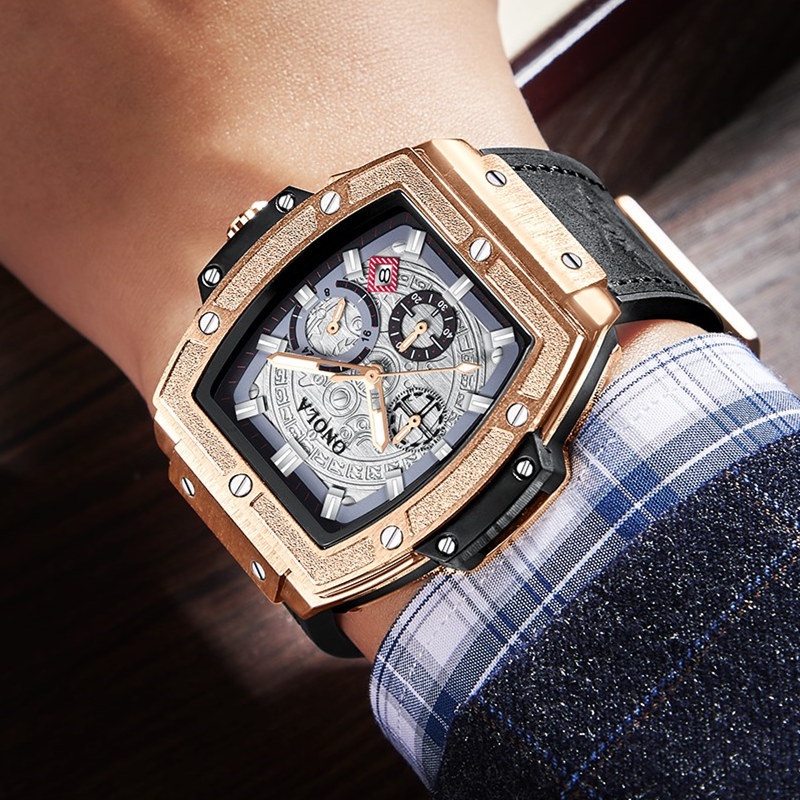 Hàng Mới Về Đồng Hồ quartz onola6825 Dây Da Thật Đa Năng Chống Thấm Nước Cho Nam
