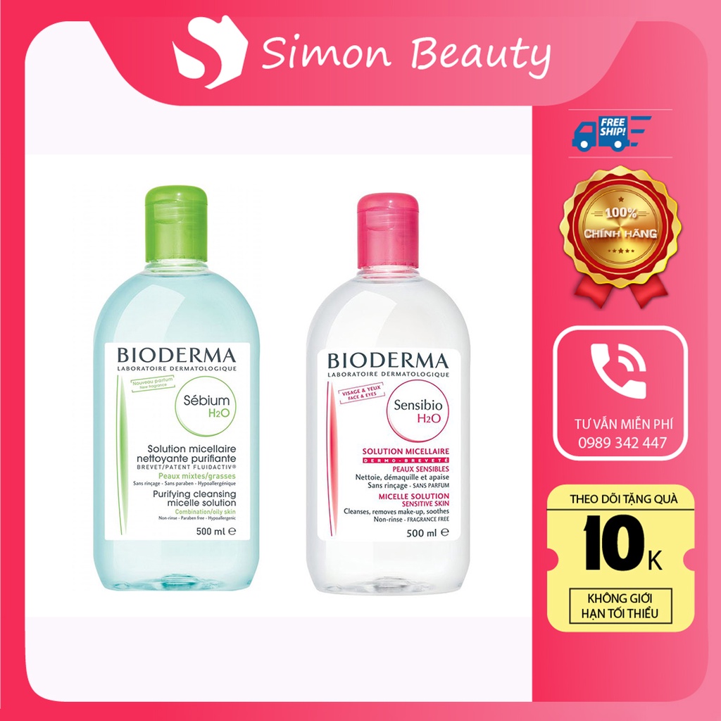 Nước Tẩy Trang Bioderma H2O Pháp (100ml ~ 500ml)