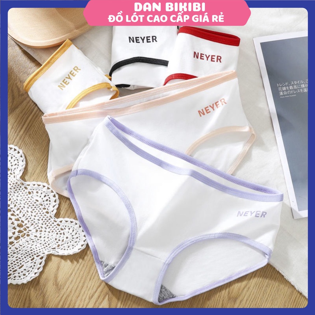 Quần Lót Nữ ❤️Freeship❤️ Quần Lót Nữ Cotton Thiết Kế Viền Màu Thêu Chữ Never Cao Cấp Thoáng Mát Mã 002
