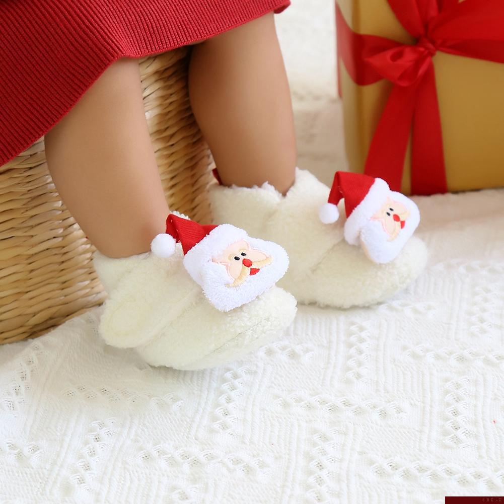 Đôi giày bốt lót lông họa tiết giáng sinh cho bé 0-18 tháng tuổi độc đáo