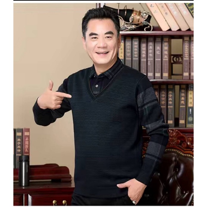 Áo Len Trung Niên phối sơ mi Lót Lông hàng quảng châu cao cấp