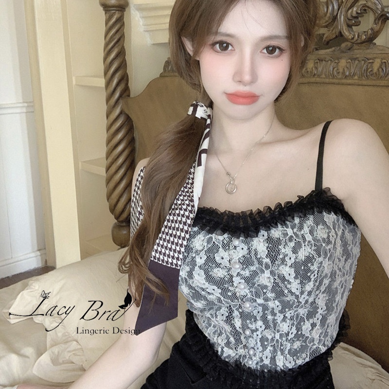 [Mã FAMARAL1 giảm 10K đơn 50K] Áo Bra Ren Hoa Phối Viền Bèo Hàng Cúc Xinh Xắn Lacy Bra - AL35 | BigBuy360 - bigbuy360.vn