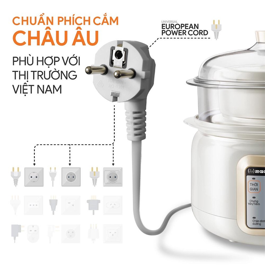 Nồi nấu cháo chậm 2 tầng cho bé, nồi hầm cháo cách thủy 2GOOD 1.5 lít - 1.6 lít chất liệu niêu gốm - HAPOS