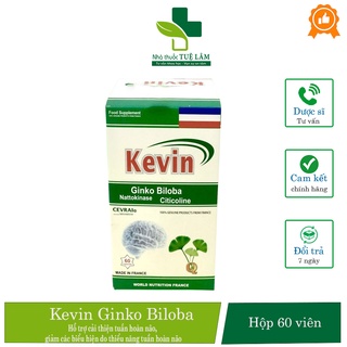 Bổ não Kevin Ginko Biloba (chính hãng) hộp 60 viên giúp hỗ trợ hoạt huyết, dưỡng não, cải thiện tuần hoàn não