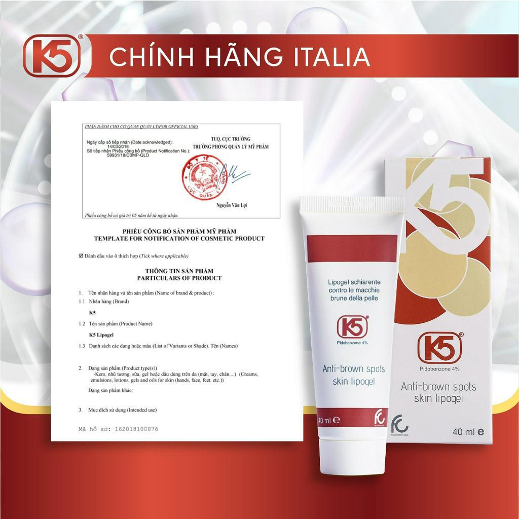 Kem xóa nám mảng, nám chân sâu và nám sau sinh K5 Lipogel 40ml - hiệu quả đã được khẳng định