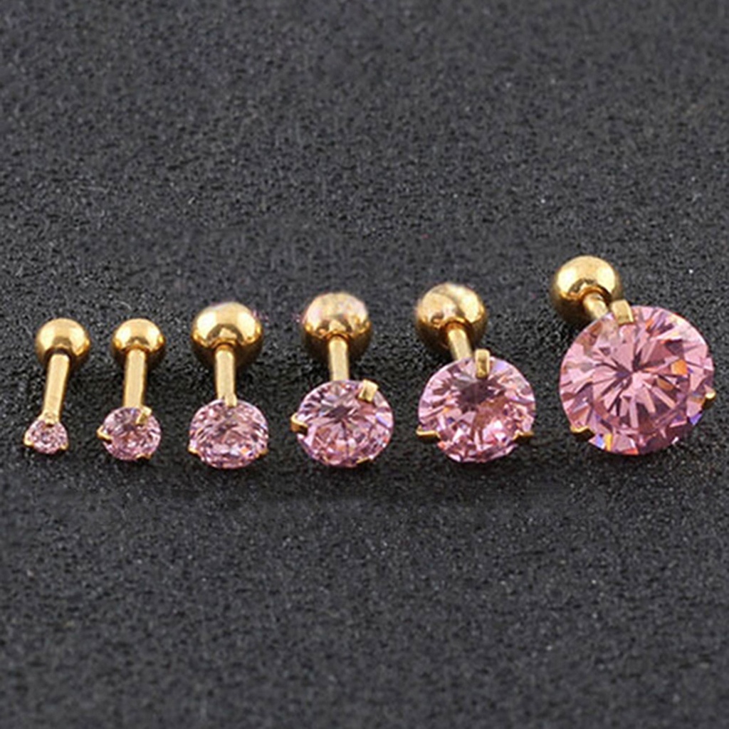 Khuyên tai đính đá 3 chấu không gây dị ứng độc đáo