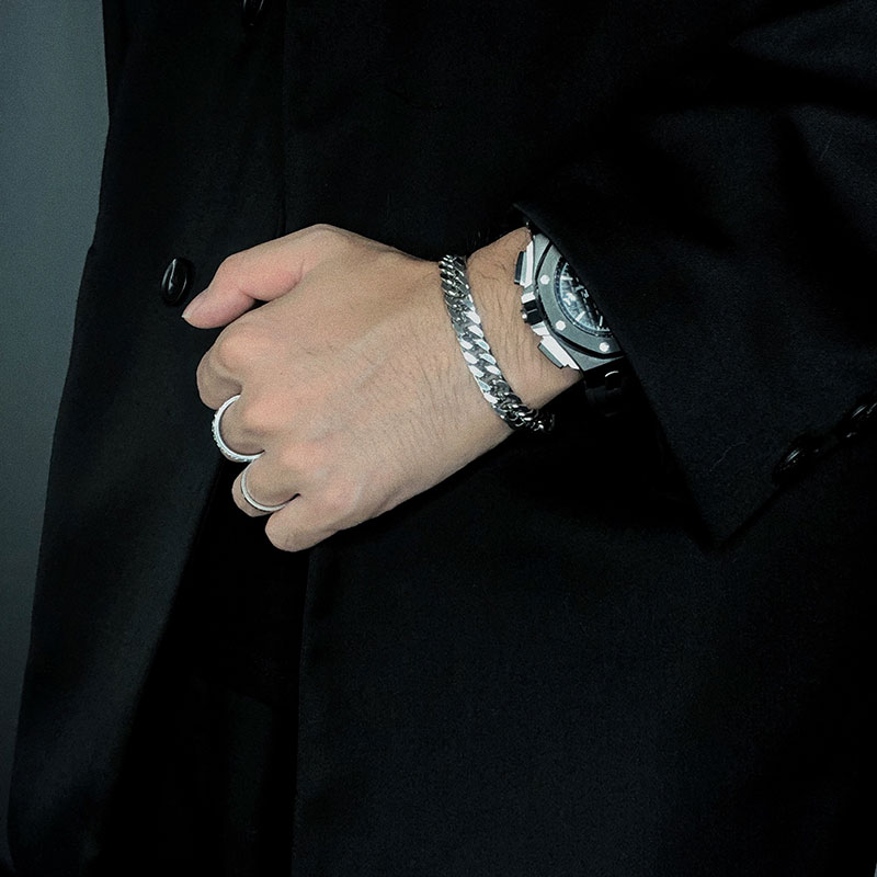 Vòng Đeo Tay Thép Titan 19997 Phong Cách Hip Hop Đơn Giản Cho Cặp Đôi