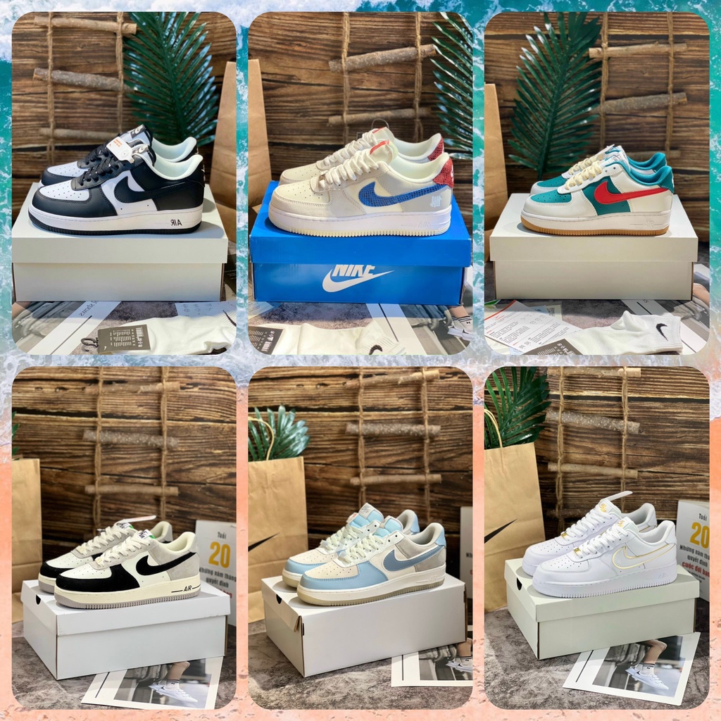 Giày Thể Thao Sneaker Af1 LV8, Af1 Panda, Af1 Viền Vàng, Af1 Dunk, Af1 Gót Xanh, Af1 Guc.ci  Xanh Tặng Tất