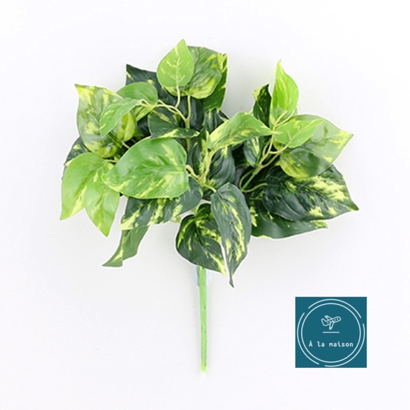 Cụm lá giả 32cm màu sắc tươi tắn trang trí hoa thiết kế, decor không gian xanh mát sinh động