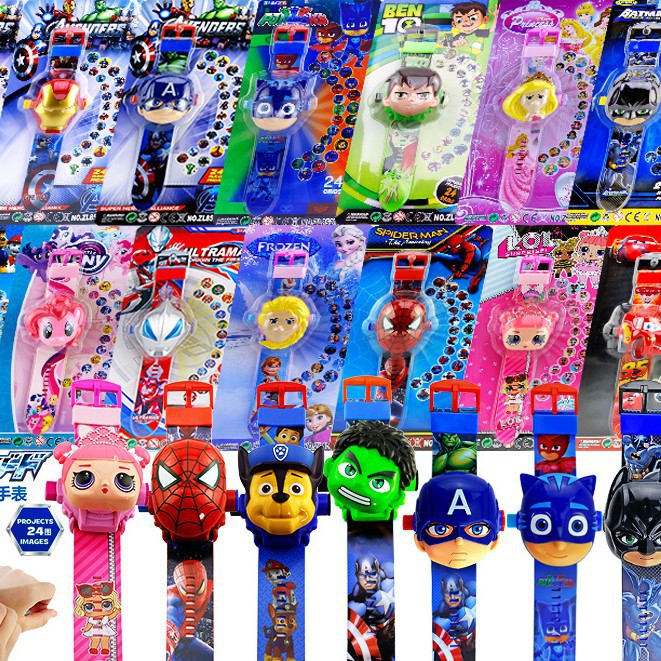 Đồng Hồ Chiếu Hình Siêu Nhân, Người Nhện, Người Sắt, Đội Trưởng Mỹ, Công Chúa, Búp Bê chiếu 20-24 hình