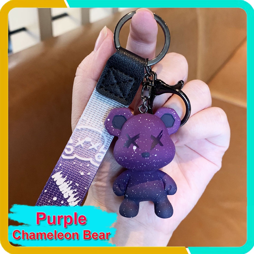 Móc Khóa Gấu Hàn Quốc Dễ Thương,Chameleon Bear, Móc Treo Trên Balo, Túi Xách, KB-01