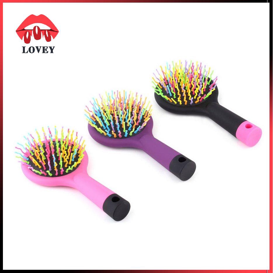 Lược chải tóc tích hợp gương soi chống tĩnh điện massage da đầu màu sắc cầu vồng