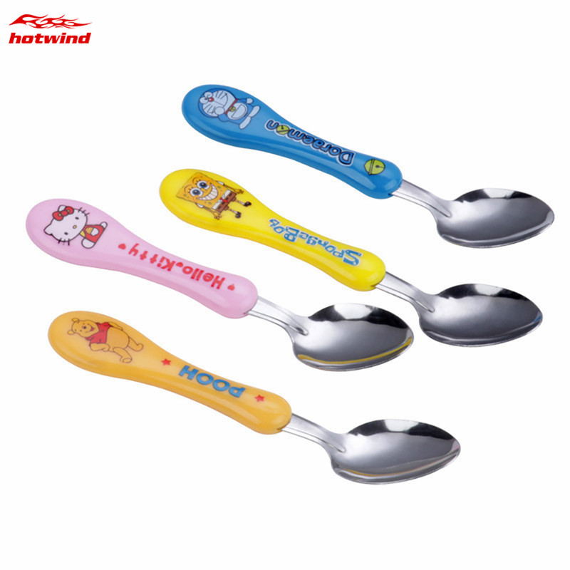HW Muỗng Inox Cán Nhựa 4 Màu Dễ Thương Cho Bé