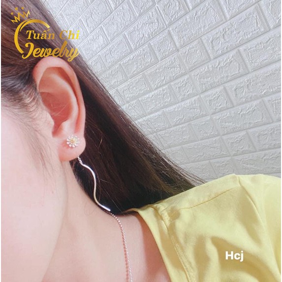 Bông Tai Bạc ⚡ BẠC ĐẸP⚡ Khuyên Tai Bạc Nữ Họa Tiết Cúc Họa Mi, Cúc Khuyết Nhẹ Nhàng