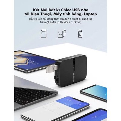 Filehub RAVPower RP-WD009 Router Chia Sẻ Mạng WiFi, Dữ Liệu