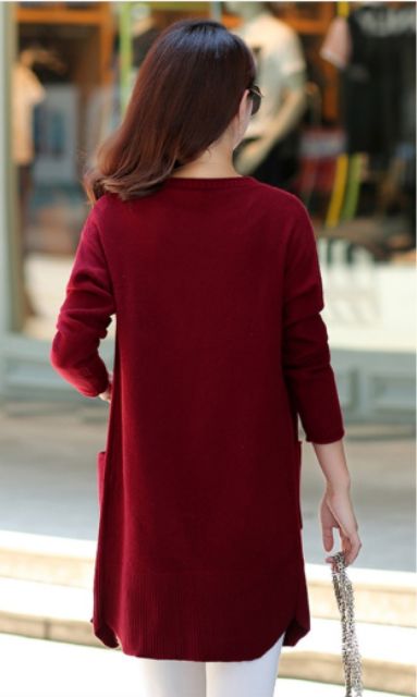 MS107 Áo len cardigan lông cừu dáng dài dày dặn