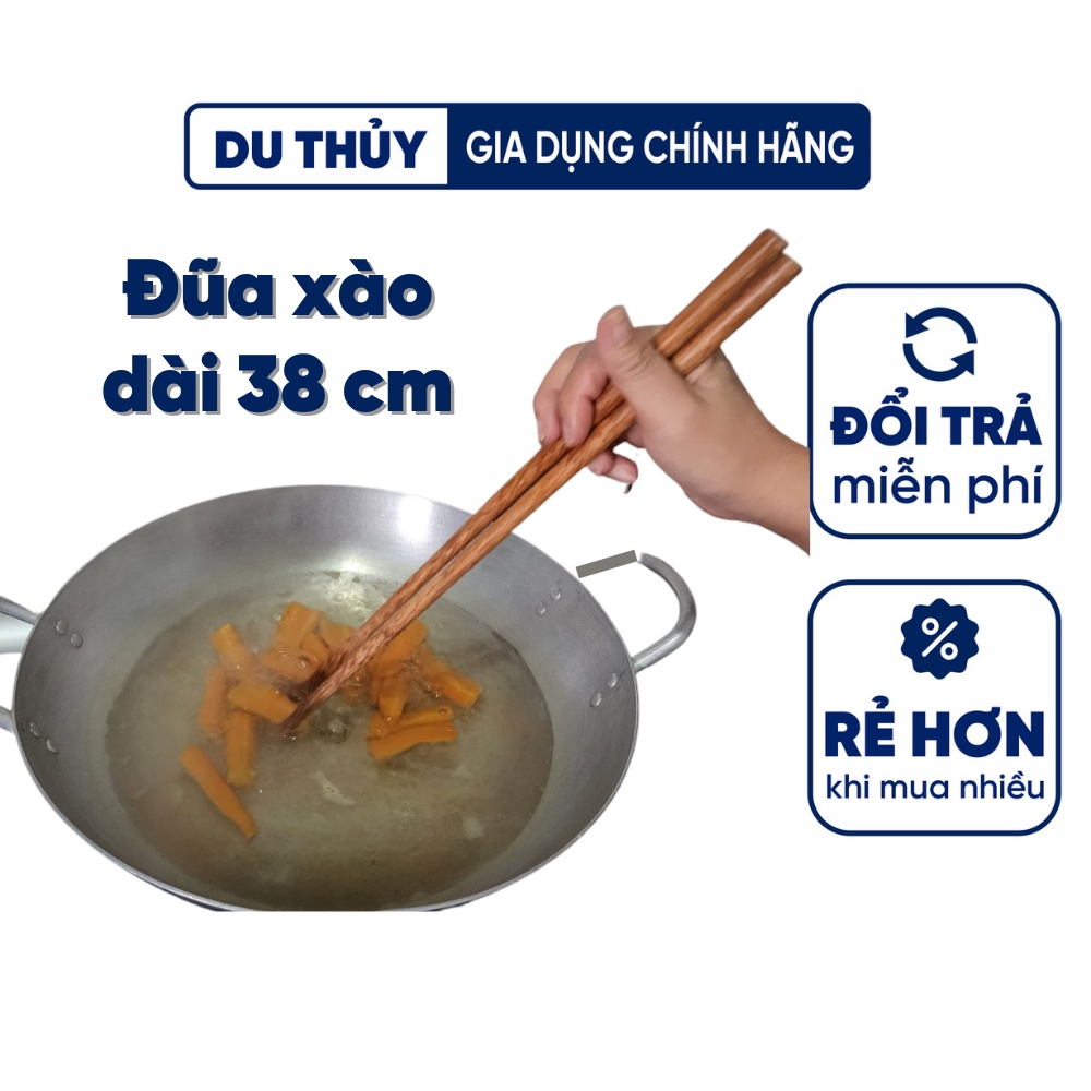 Đũa Dài Dùng Xào Nấu Chiên Thức Ăn Không Bị Văng Bắn Dầu Mỡ Chất Liệu Gỗ Tự Nhiên - Đũa Xào