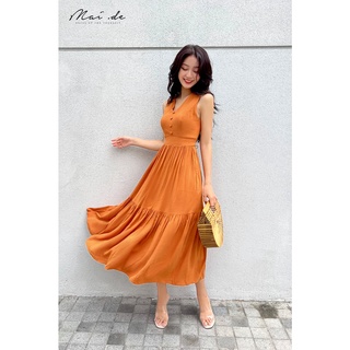 Mai.de đầm thiết kế cổ v thanh lịch hammer dress