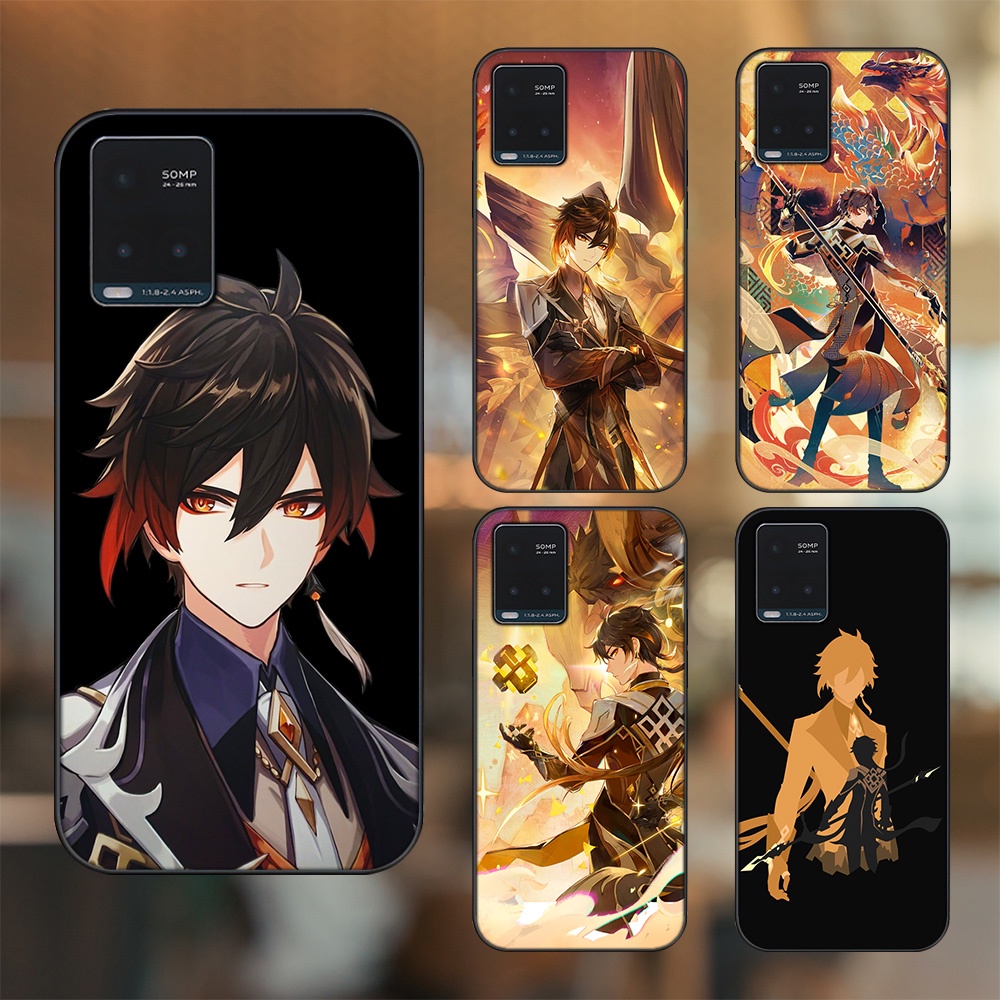 Ốp lưng Vivo Y21s, Y33s viền đen in hình Zhongli Genshin Impact