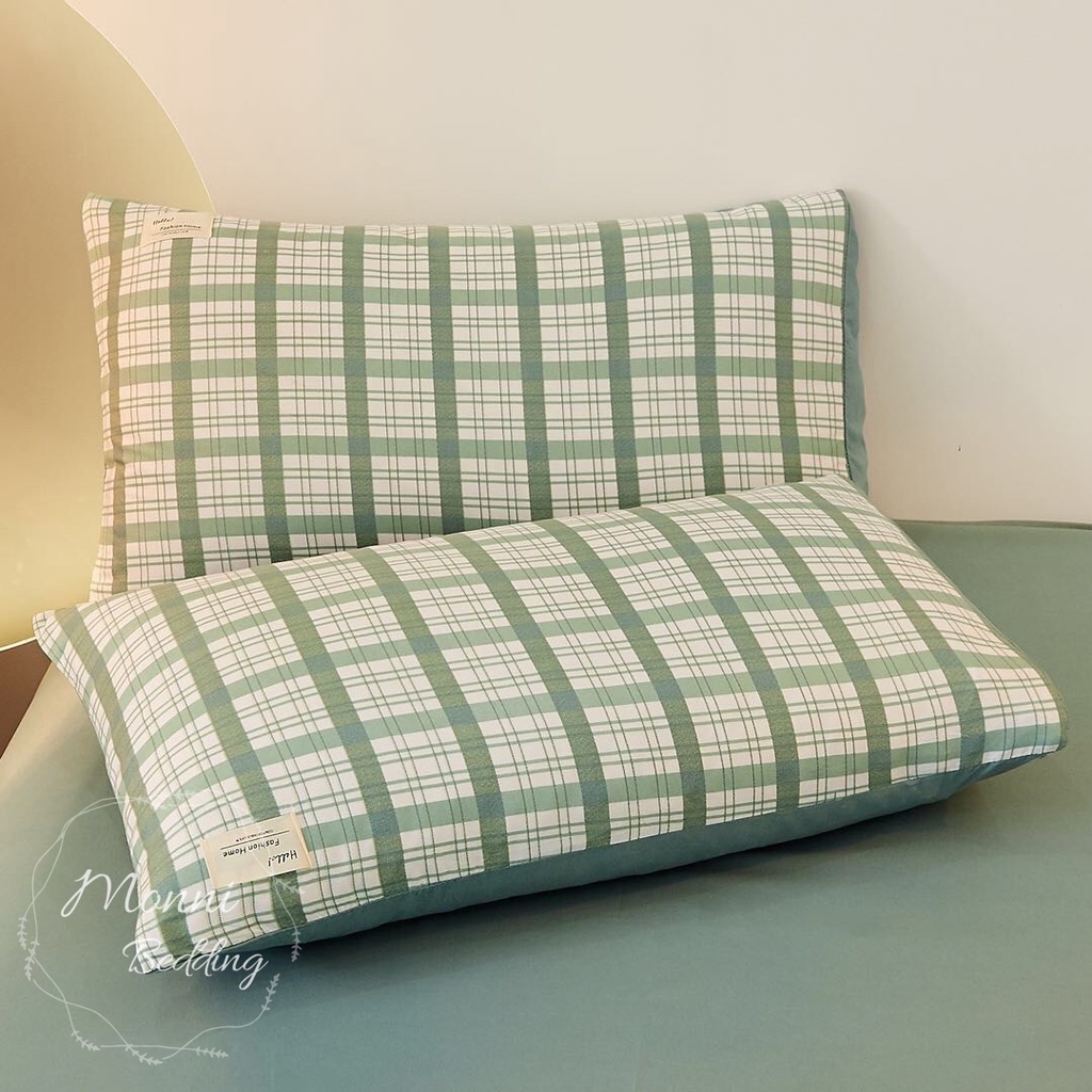 BỘ CHĂN GA GỐI ĐỆM MONNI.BEDDING DRAP GIƯỜNG COTTON TICI SỌC MẪU MỚI NHẤT