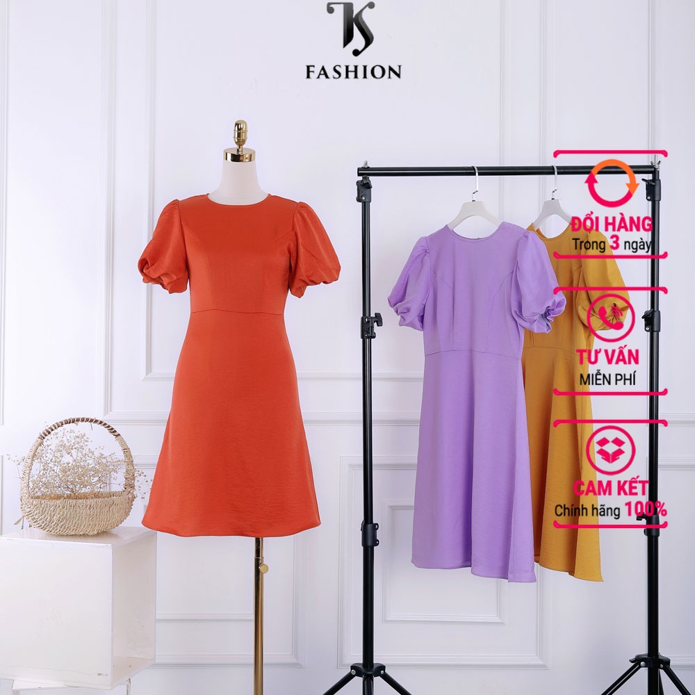 Váy đầm nữ công sở tay đèn lồng, cổ tròn, màu sắc nhã nhặn, thanh lịch, hàng thiết kế TK Fashion - DK860