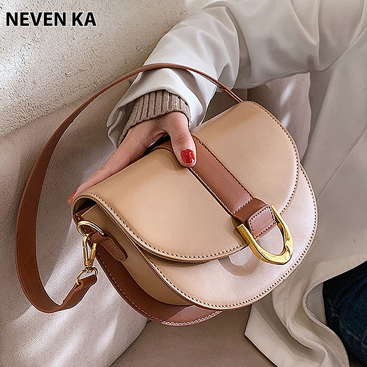 Túi Đeo Vai Đeo Chéo Dáng Bầu Khóa Chữ D Phong Cách Trẻ Trung Năng Động NEVENKA N0391