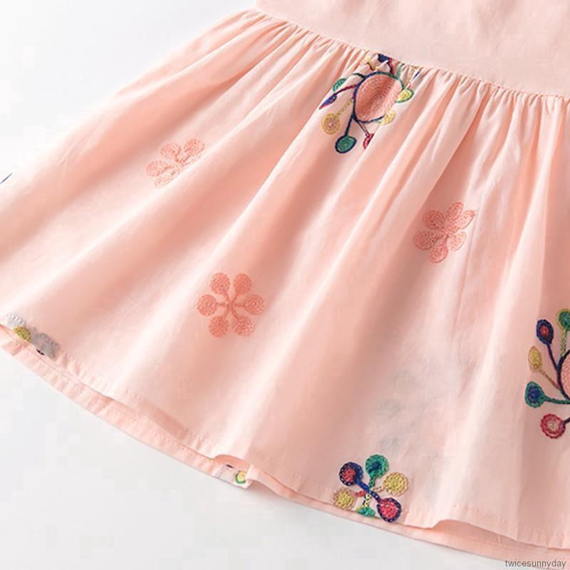 Đầm cotton ngắn tay , in họa tiết hoạt hình cho bé gái