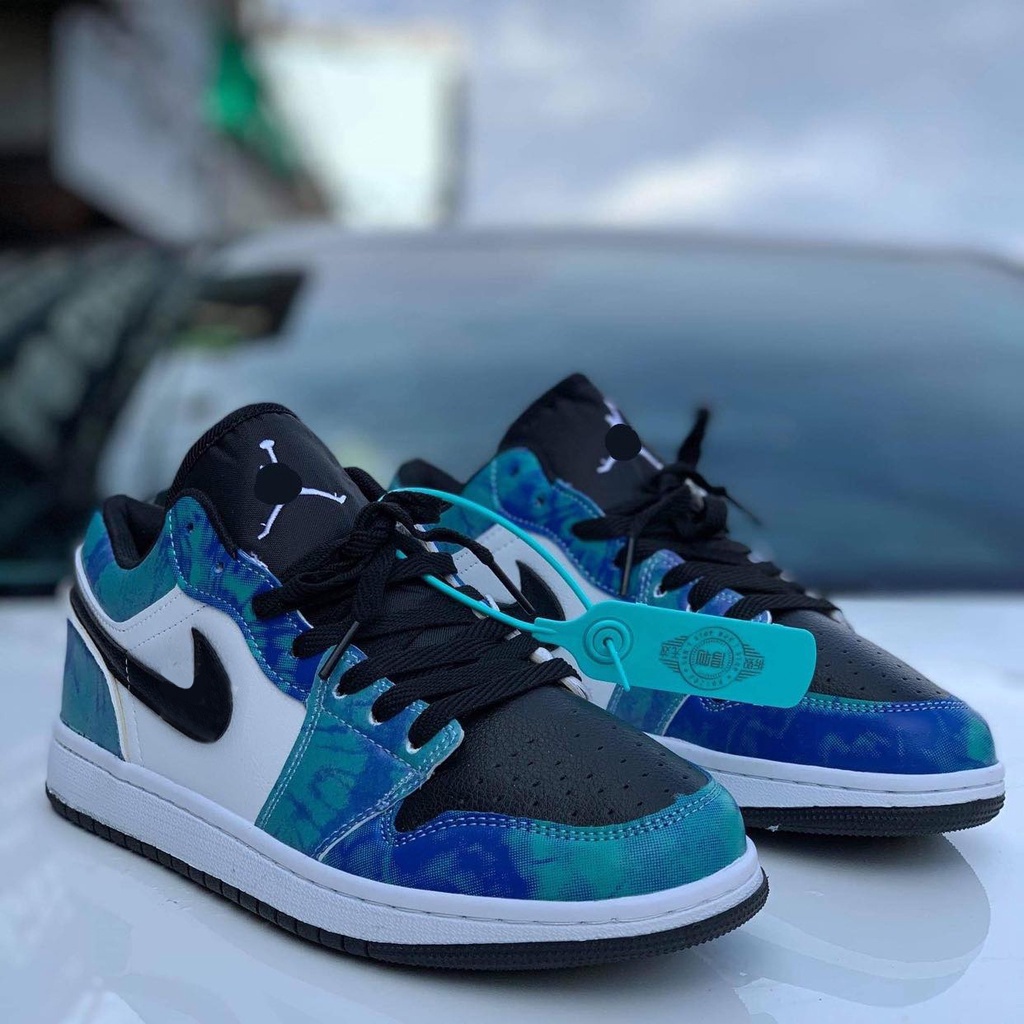 Giày thể thao Jordan xanh loang nước biển cổ cao, Giày JD1 high tie dye cao cổ nam nữ siêu hot Full Box Bill + tặng dây