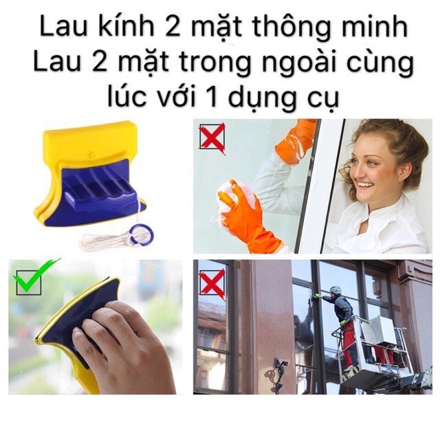 Dụng cụ lau cửa kính 2 mặt nam châm Double Sided 88118 Nguyễn Trang