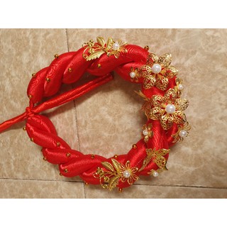 Mấn xoắn đôi đính hoa kim loại, mấn đội đầu, mấn tết