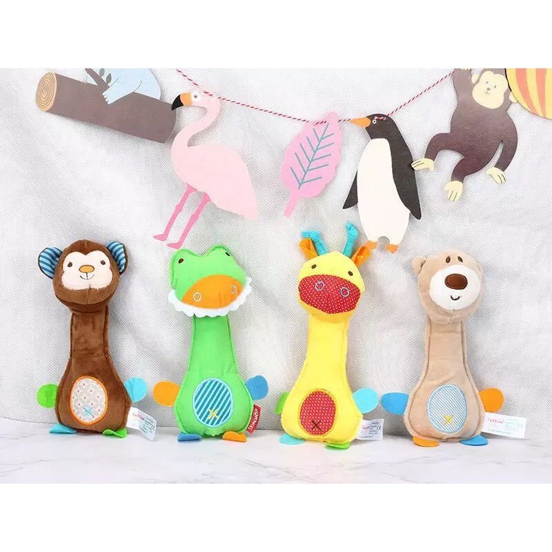 Đồ chơi Lục lạc thú bông cầm tay bóp kêu chút chít cho bé TCT02