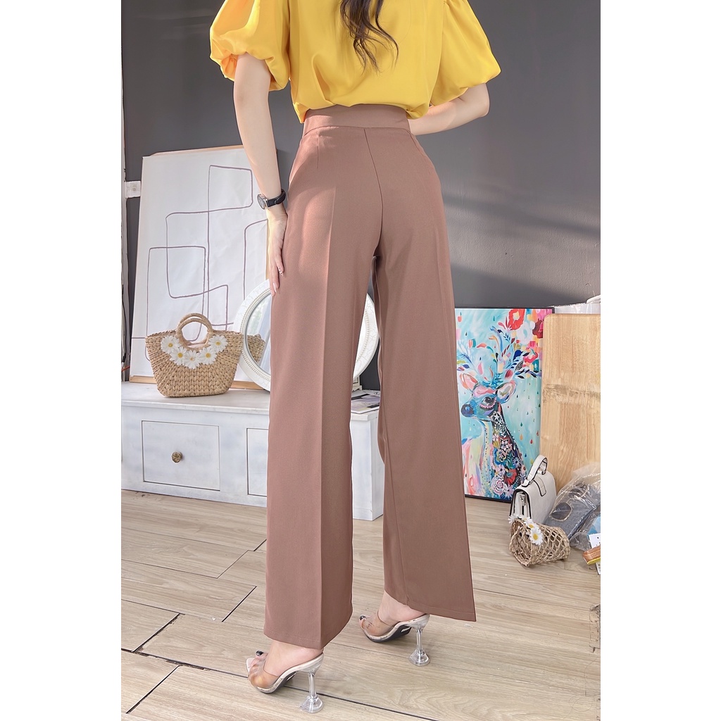 Quần tây nữ lưng cao màu nâu basic CHUU BROWN