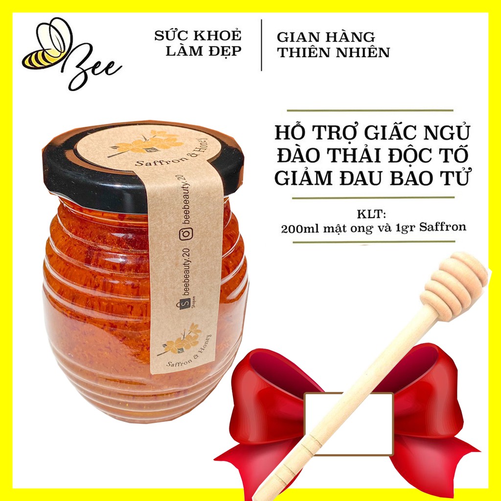 SAFFRON NGÂM MẬT ONG GIÚP NGỦ NGON, SÂU GIẤC (1gr Saffron + 200ml mật ong)