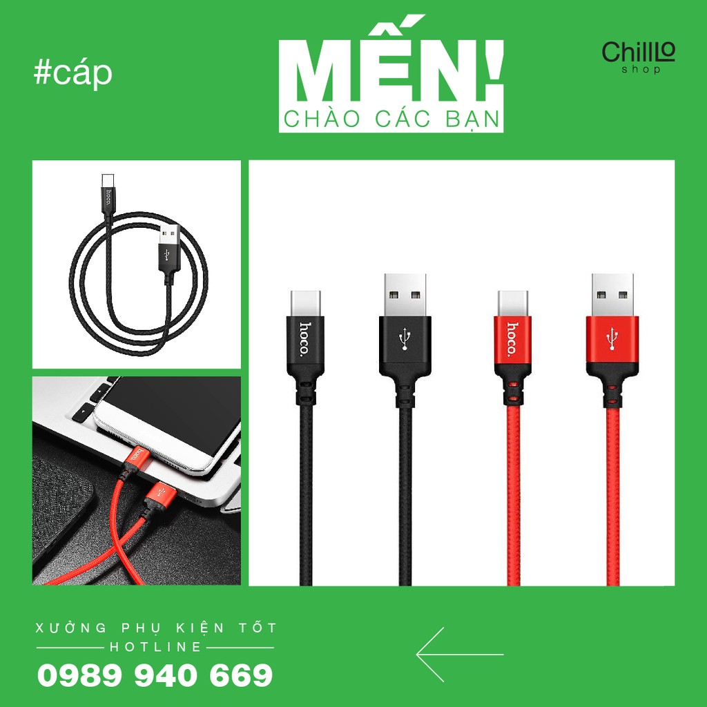 Cáp Sạc Nhanh Type C Hoco X14 Chính Hãng - Dành Cho Samsung, HTC, Sony, Xiaomi &amp; Tất Cả Các Thiết Bị Hỗ Trợ Cổng Type-C
