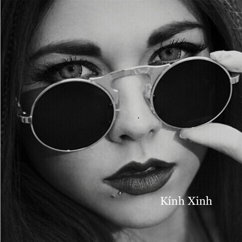 Kính râm cận 2 Tròng Măt Tròn Nhỏ Gọng Lò Xo