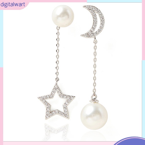 Khuyên Tai Dài Hình Trăng Sao Phong Cách Thanh Lịch Dành Cho Nữ