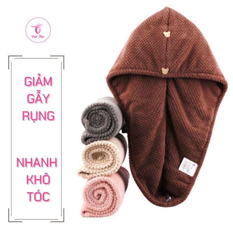 Khăn ủ tóc nhanh khô VIỆT THƯ, khăn quấn tóc MICROFIBER 2 lớp siêu dày, siêu mềm, siêu thấm, 25x65cm, 160gr