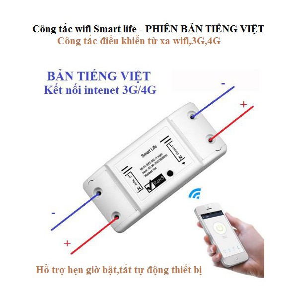 Công tắc wifi Smart life - PHIÊN BẢN TIẾNG VIỆT, công tắc điều khiển từ xa