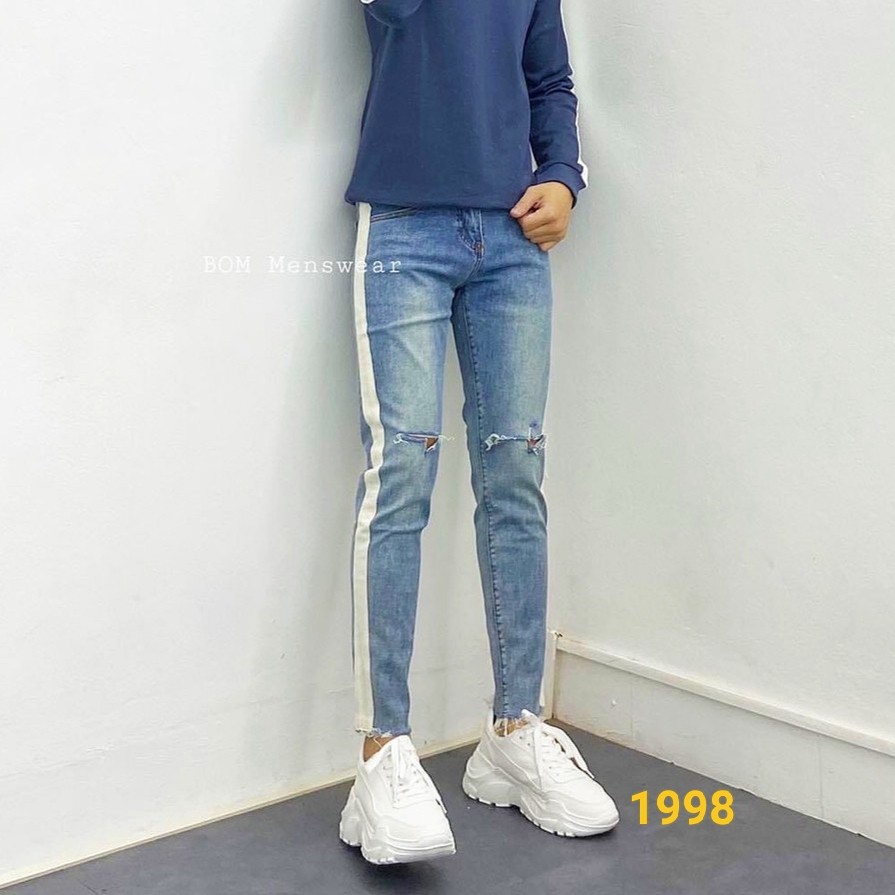 Quần Jean Nam Đen Vá Kiểu Cách Co Dãn Mạnh Vải Xịn MS602 | BigBuy360 - bigbuy360.vn