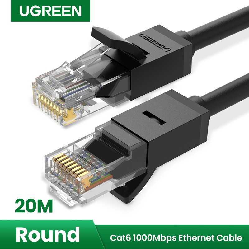 Dây Cáp Mạng Lan UGREEN Cat6 Gigabit RJ45 Đầu Tròn Và Dẹp
