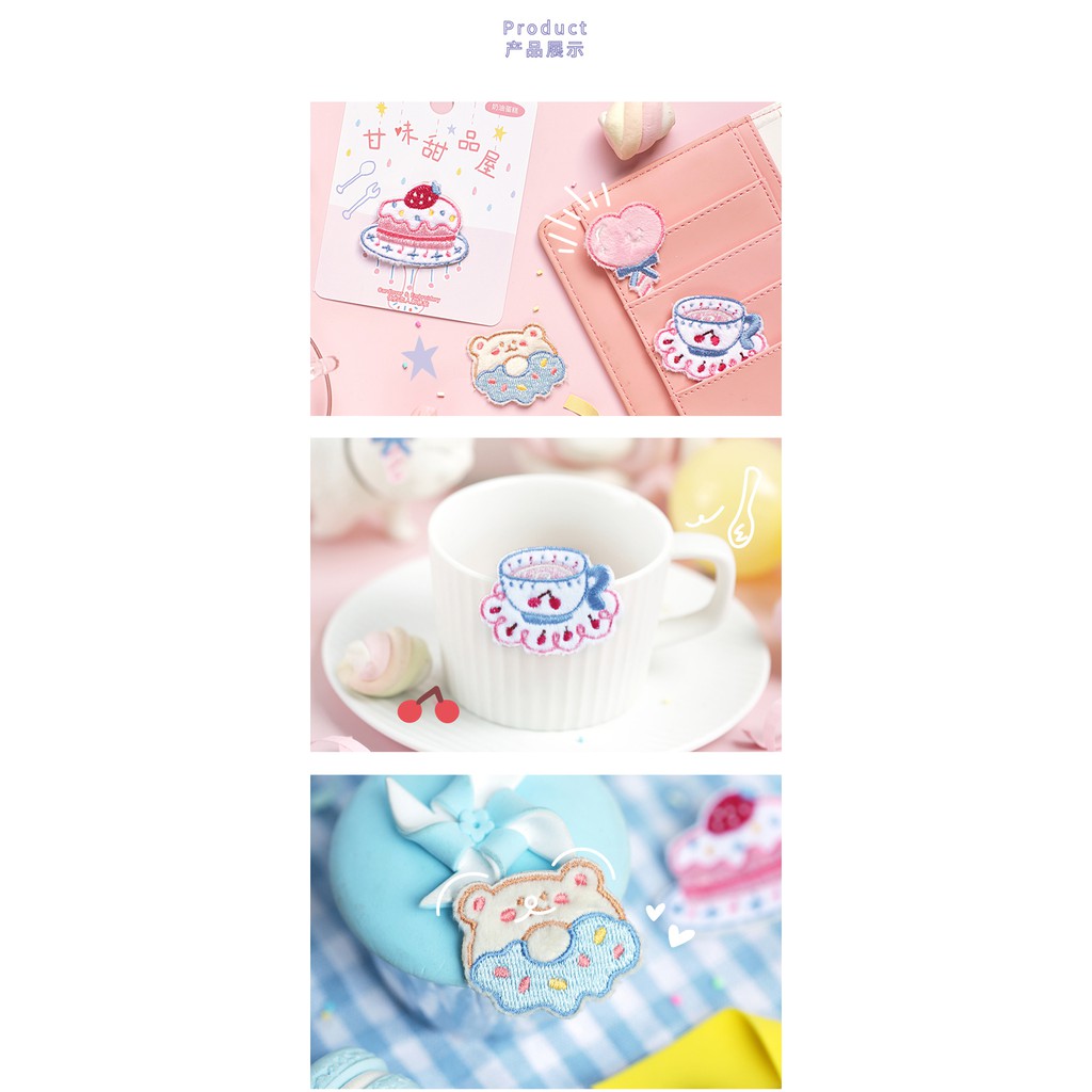 Sticker Dán Vải  Dán Trực Tiếp Không Cần Ủi CardLover -  Sweet Dessert Patch Dán Balo Túi Balo