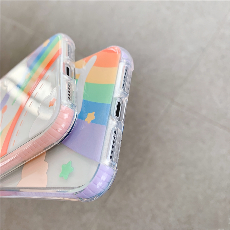 Ốp iphone -Ốp lưng Gấu thỏ vũ trụ cầu vồng trong 4 góc 6/6splus/7/8/7plus/8plus/x/xs/xsmax/11/11promax - Awifi Case V4-9 | BigBuy360 - bigbuy360.vn
