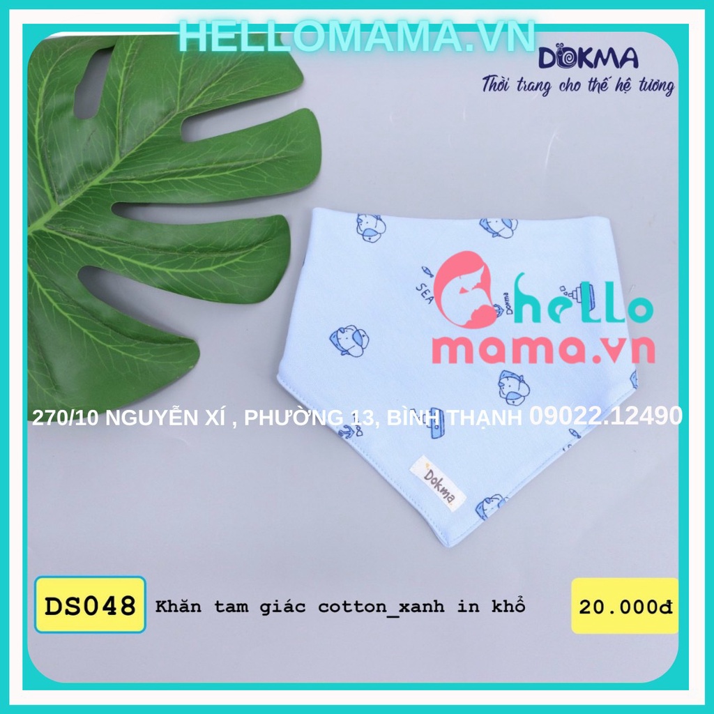 Khăn tam giác/ Yếm cúc bấm Dokma - Vải cotton organic mềm mịn, thấm hút tốt cho bé