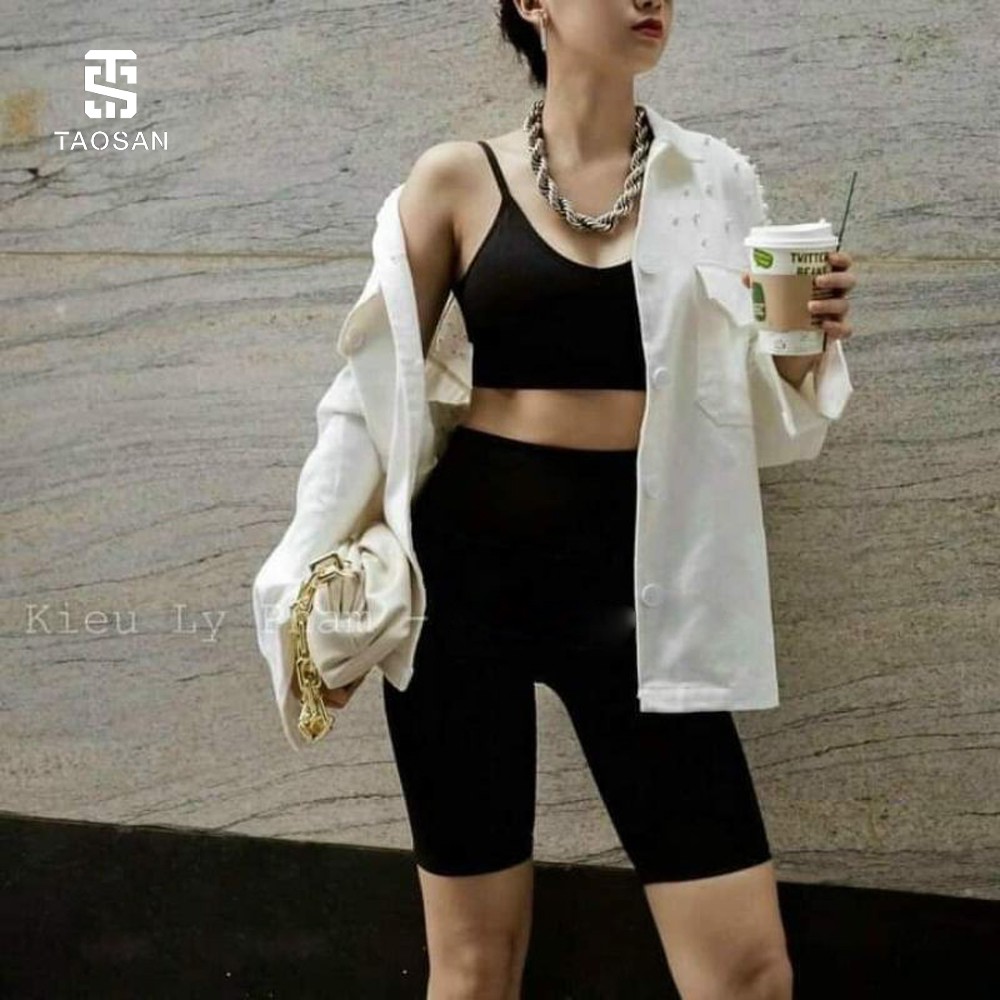 Quần legging đùi nâng mông lửng gọn đùi dáng ngắn/ngố phù hợp quan tập gym nữ/yoga, chất cotton co giãn bigsize Taosan | BigBuy360 - bigbuy360.vn