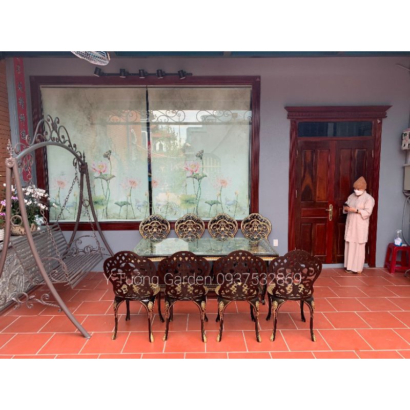 Bàn ghế sân vườn, bộ bàn ăn nhôm đúc cap cấp