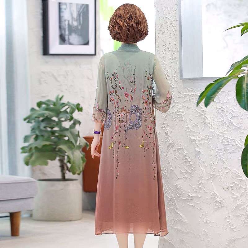 Set váy voan trung niên nữ cao cấp, màu sắc, hoạ tiết lạ, thanh lịch, trẻ trung NV0934