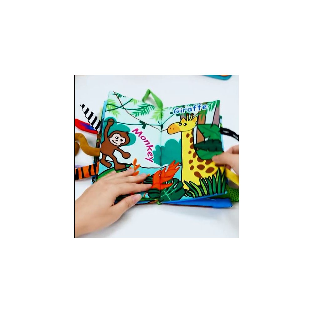 [ĐỒ_CHƠI_GIÁ_TỐT] Sách vải sơ sinh đoán đuôi con vật màu chủ đề nông trại động vật rừng đồ chơi giáo dục đầu đời cho bé