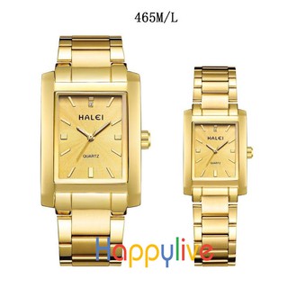 Đồng hồ cặp nam nữ Halei 465 mặt vàng chống nước