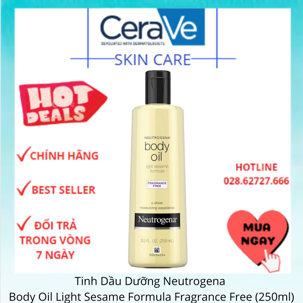 [Không Mùi] Tinh Dầu Dưỡng Neutrogena Body Oil Light Sesame Formula 250ml