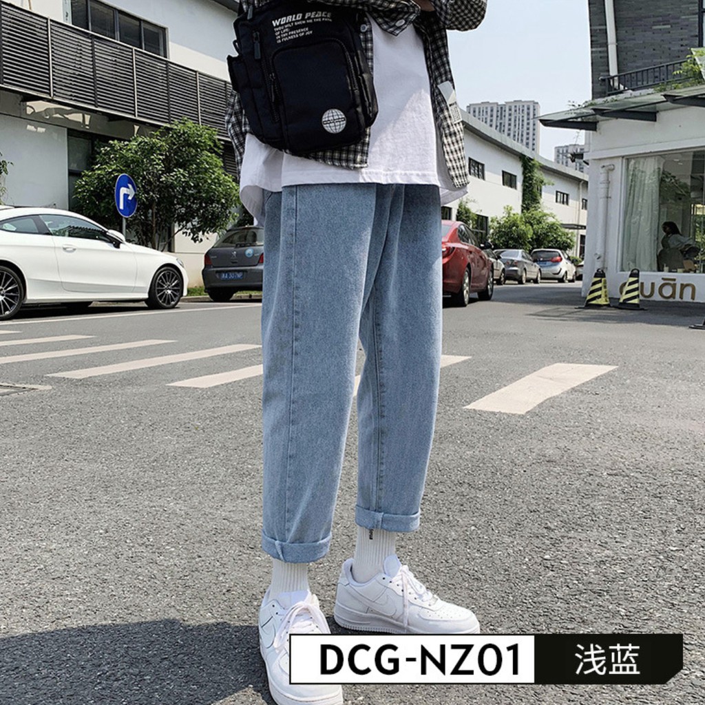 [Không Phai màu]Quần Jean Baggy Nam Ống Rộng Màu Xanh Hàn Quốc Hot Trend Năm 2020-B03 | BigBuy360 - bigbuy360.vn